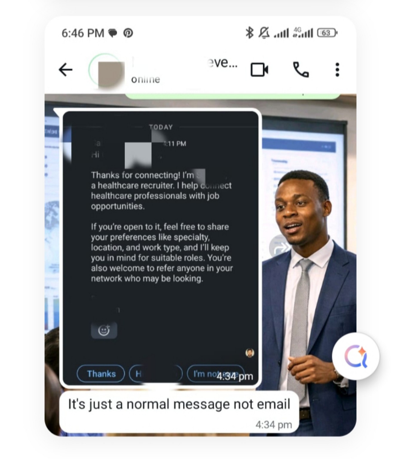 Direct contact from a healthcare recruiter